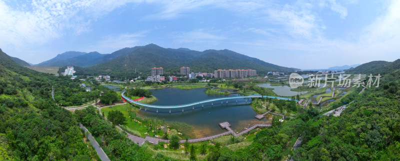 航拍深圳大鹏东冲红树林湿地公园