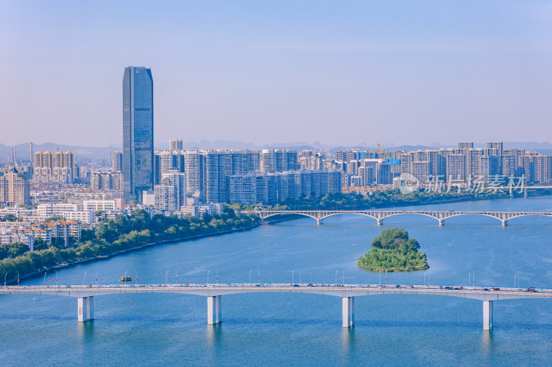 柳州柳江江景-文昌大桥与壶东大桥