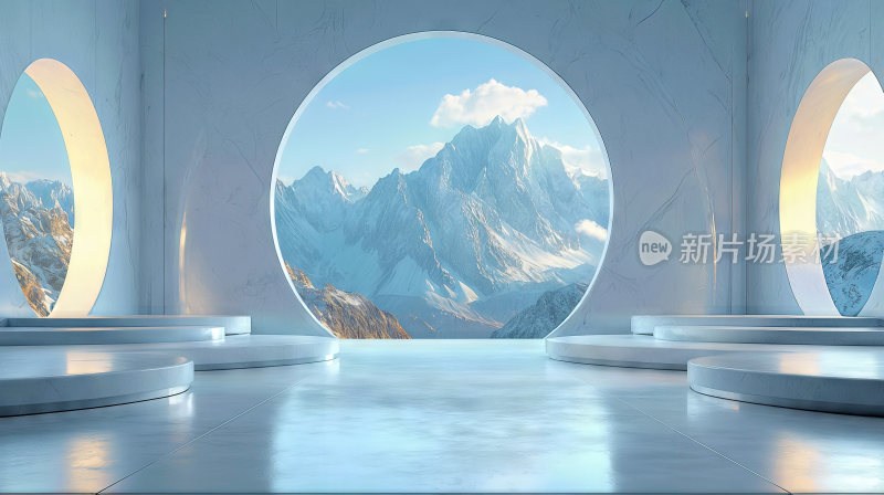 未来主义讲台科技公司年会商务高级端背景板