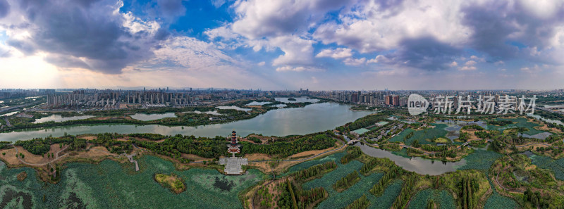 江西南昌城市风光象湖公园全景图航拍