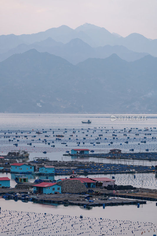 福建宁德霞浦东壁三沙码头平静海上养殖场