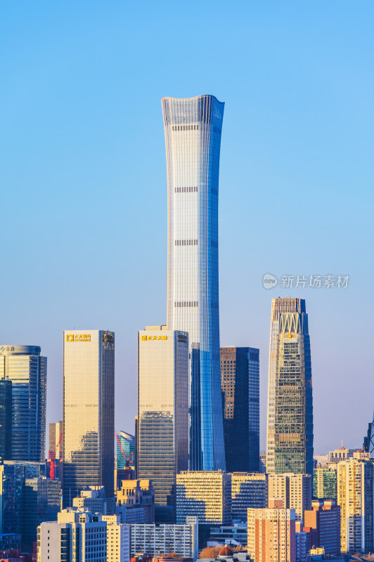 北京国贸CBD城市天际线冬季白昼全景图