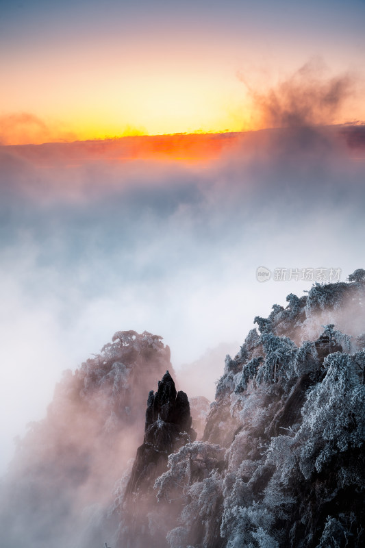 黄山云海 日出雾凇 黄山航拍 风景 自然风光