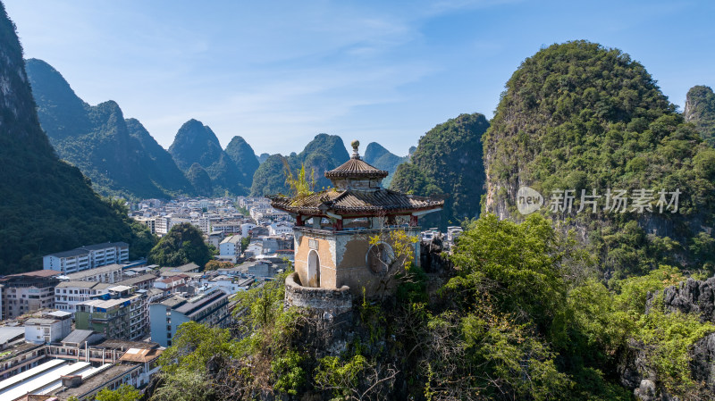 广西桂林阳朔西街全景航拍