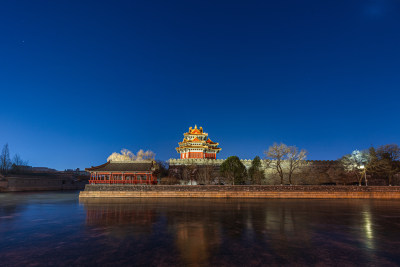 北京故宫角楼冬季夜景