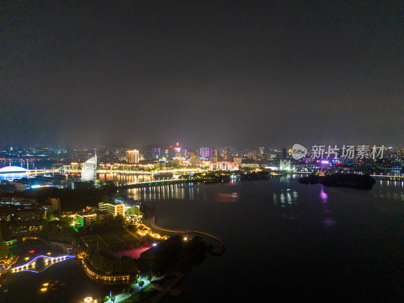 鄂州城市夜景灯光航拍图