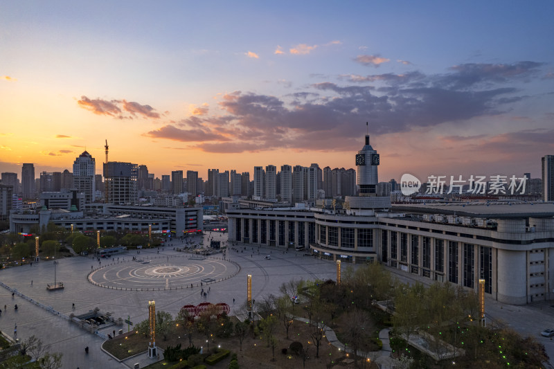 天津海河津湾CBD金融中心城市夜景航拍