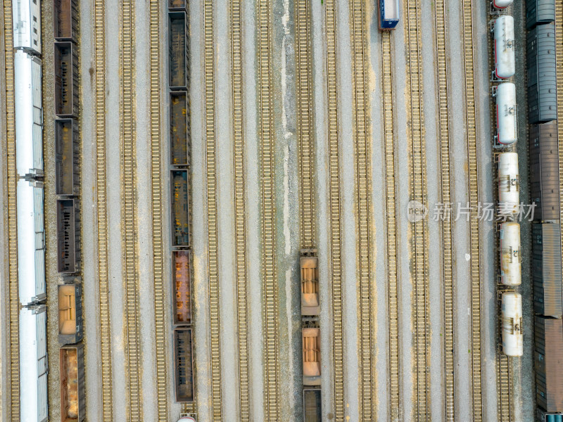 火车物流集装箱火车站航拍图
