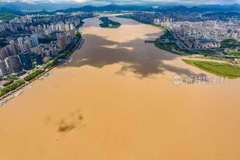 浙江温州城市风光瓯江航拍摄影图