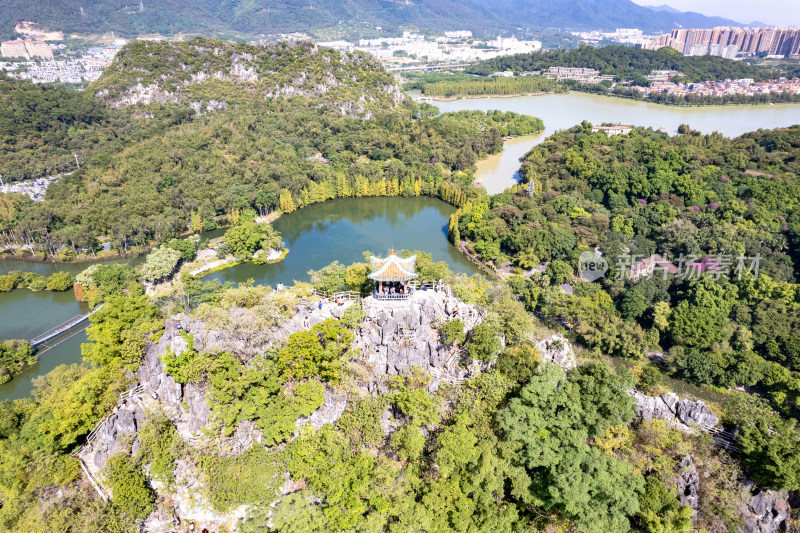 广东肇庆七星岩5A景区航拍图