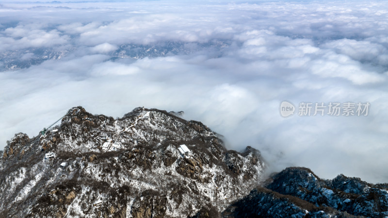 山脉大雪云海航拍辽阔高远壮观背景自然风景