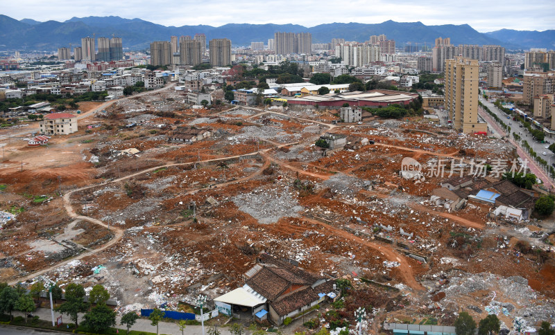 城市住宅区街景及周边建设鸟瞰图