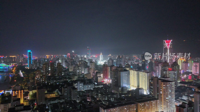 甘肃兰州夜景兰州城市夜景航拍