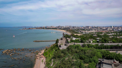 山东蓬莱城市风光旅游景区航拍