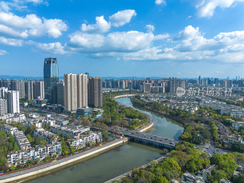 四川成都城市风光航拍