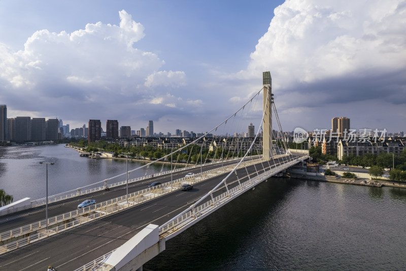 天津海河桥梁风景城市建筑风光航拍