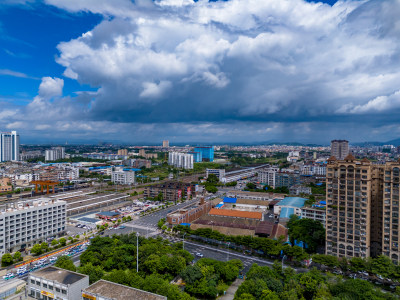 广西玉林站周边建筑航拍图