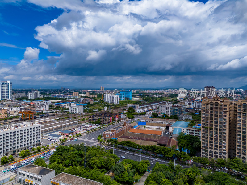 广西玉林站周边建筑航拍图