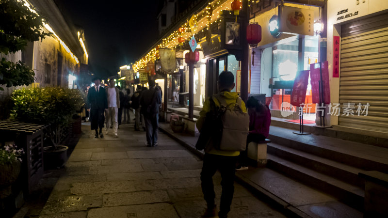 绍兴仓桥直街江南水乡夜景