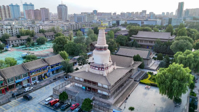 甘肃张掖大佛寺历史文化古建筑航拍