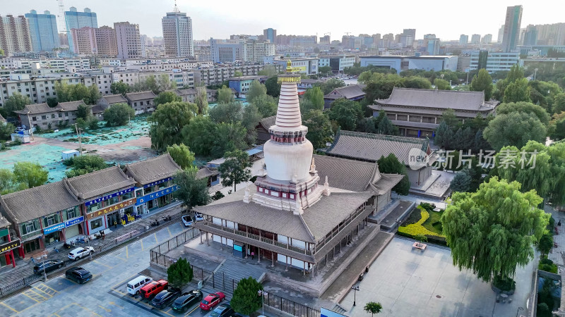 甘肃张掖大佛寺历史文化古建筑航拍