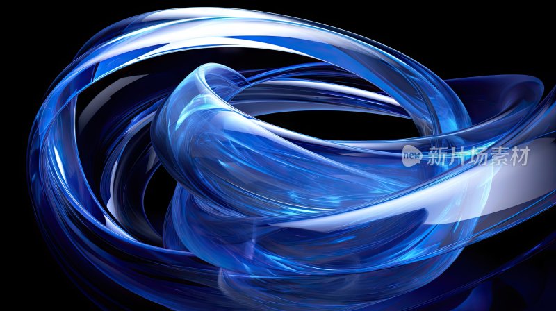 3D抽象蓝色螺旋形概念背景