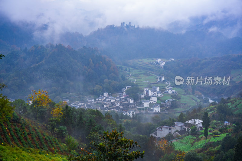 安徽徽州皖南群山云海河流仙境云端村落