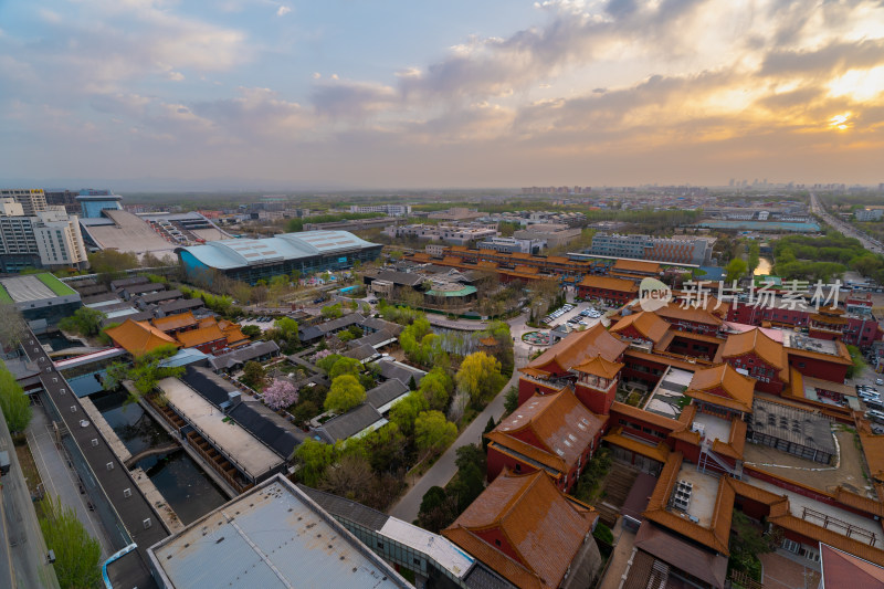 城市中式古建筑群航拍全景