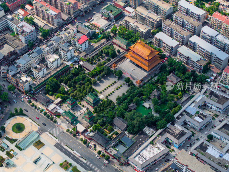 航拍夏季许昌文庙春秋楼关圣殿景区古建筑