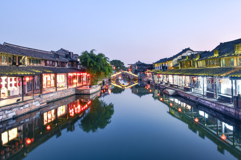 西塘古镇景区夜景，江南水乡