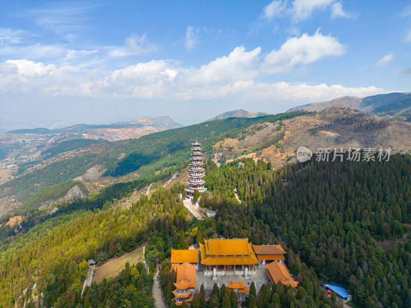 航拍云南个旧老阴山景区