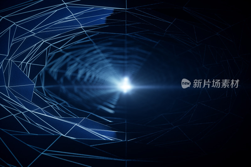 蓝色线条科技感隧道背景