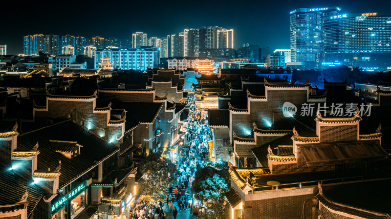 乾州古城春节夜景航拍