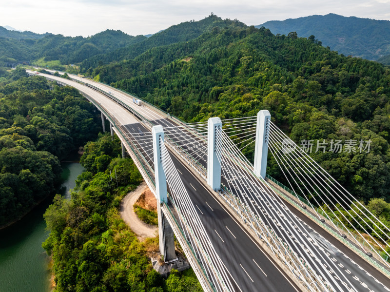 广州从化流溪河黄龙带水库高空航拍照片