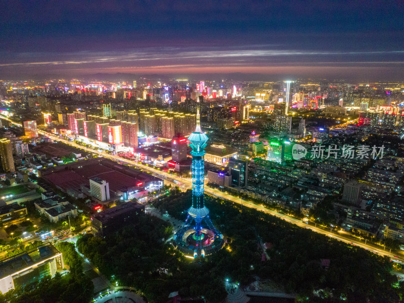 河北石家庄城市夜景灯光航拍摄影图