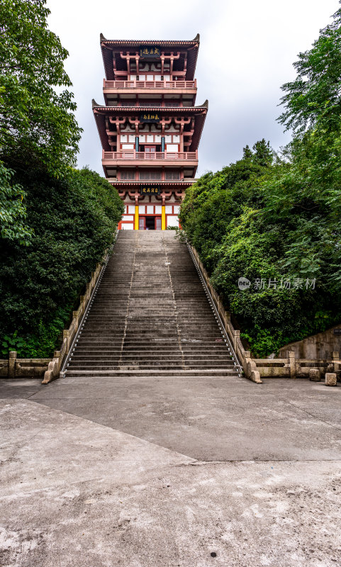 湖北鄂州西山风景区自然风景武昌楼建筑景观