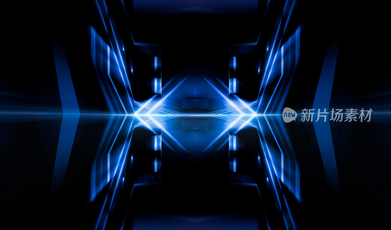 科技感蓝色光线对称背景