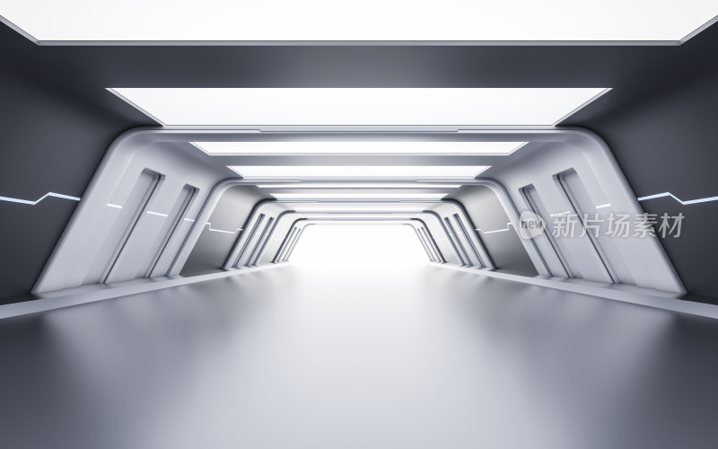 黑色科技感隧道空间3D渲染