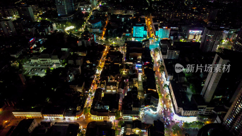 云南昆明城市夜景灯光航拍图