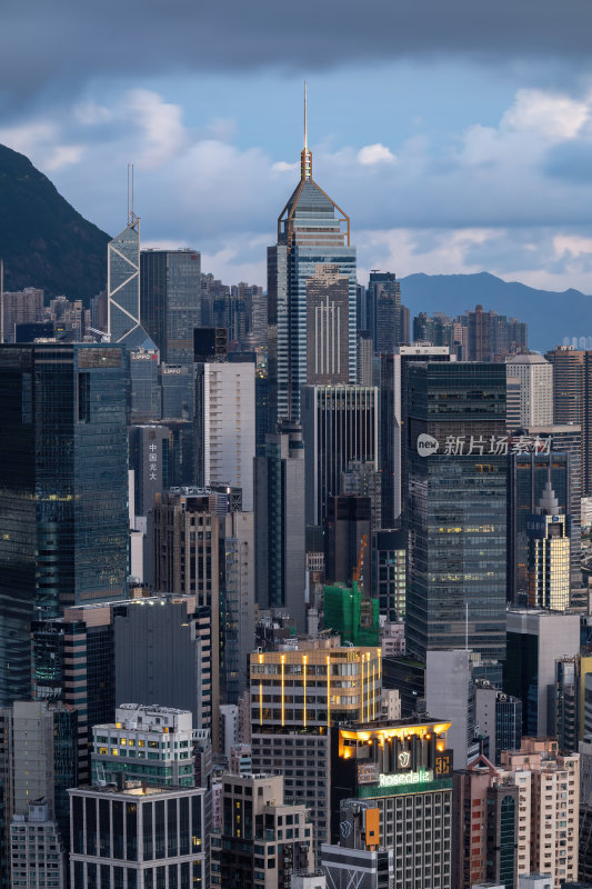 香港维多利亚港CBD中环夜景日出繁华都市