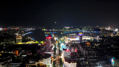 广东肇庆城市夜景交通航拍图