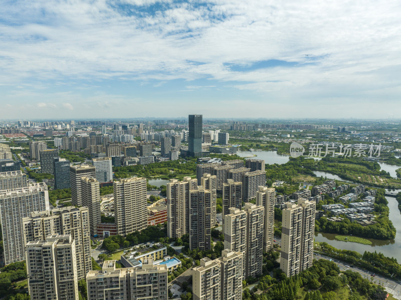 上海嘉定新城城市建筑住宅房产航拍