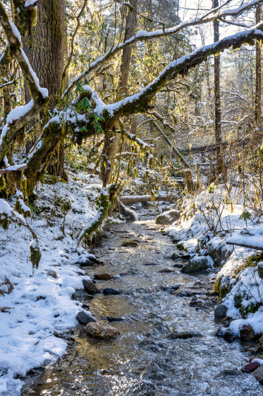 四川甘孜海螺沟景区冬季的雪水