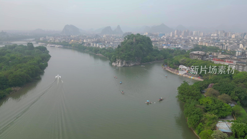 广西桂林象鼻山5A景区航拍