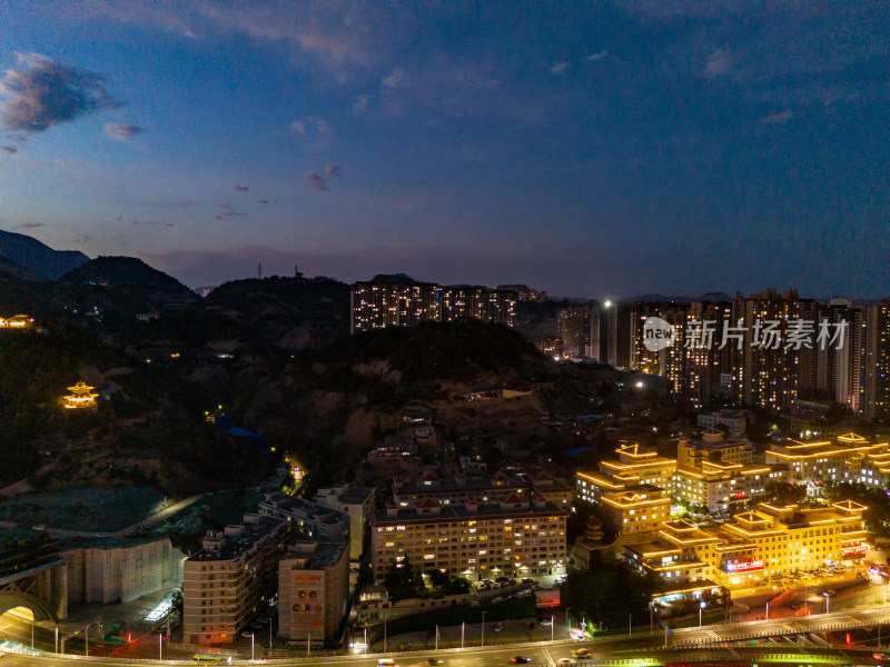 兰州城市夜景航拍图