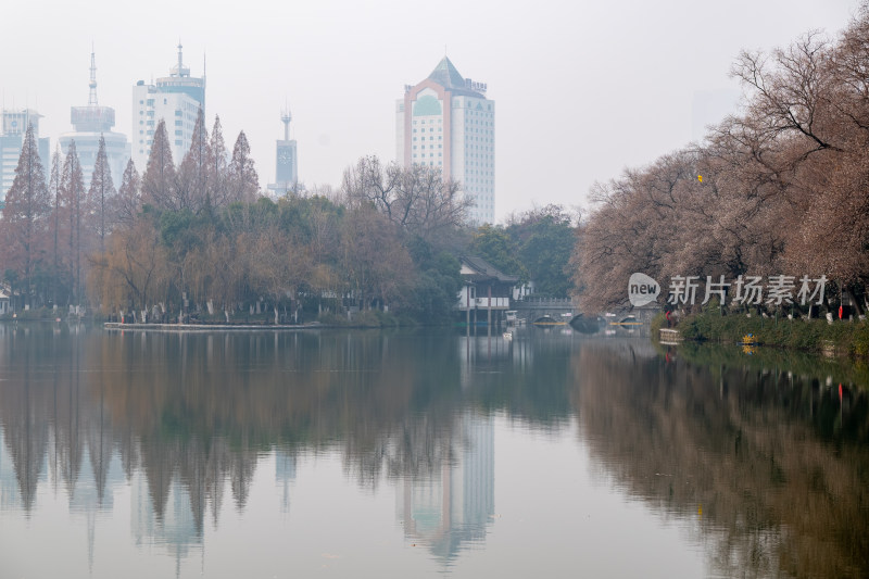 冬日，合肥市包公园湖边风景