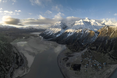 西藏昌都然乌湖来古雪山冰湖高空航拍