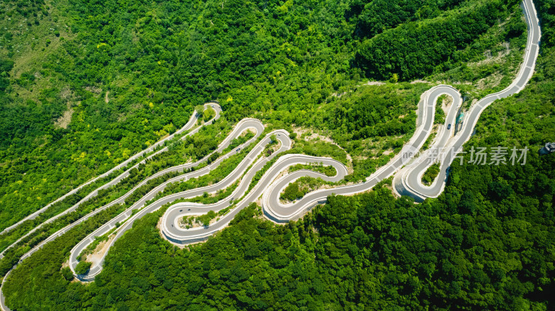 青州仰天山风景区九龙盘山路航拍