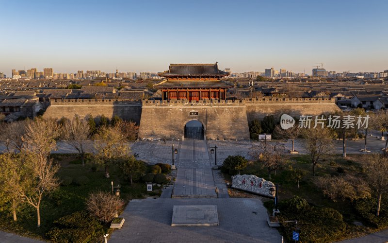 山东省聊城市东昌府区聊城古城航拍