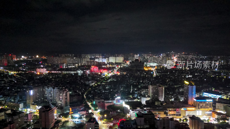 玉林城市夜景灯光航拍图